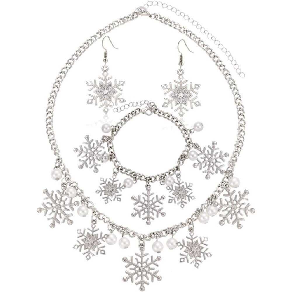 Snowflake Jewelry Set with Austrian Crystals for Christmas Women Gift